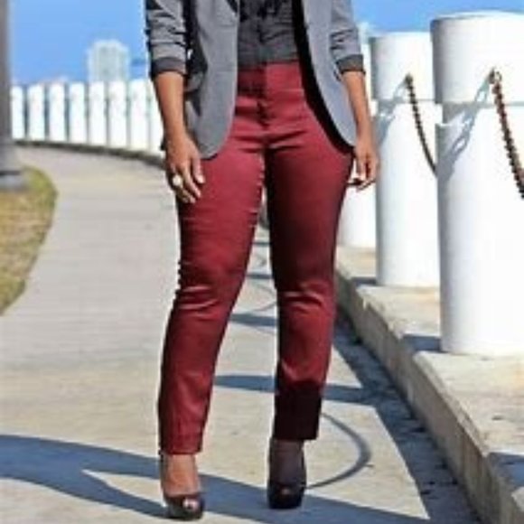 burgundy jeans plus size